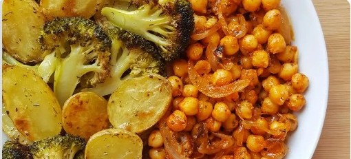 Garbanzos salteados con verduras